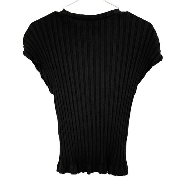 Zara Black Ribbed Top Size Medium - Picture 2 of 5